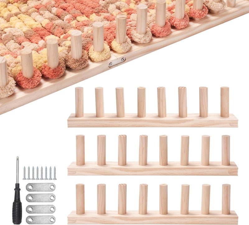 WILLOWDALE 47"Chunky Blanket Loom Kit, Adjustable Size Portable Design Yarn Loom for Adults, Wooden Hand Knitting Loom for Throw Blankets, Beginner-Friendly Yarn Craft Weaving Tools for Home Decor - Image 1